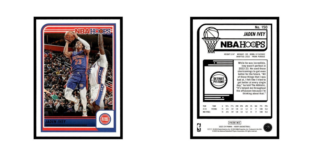 Jaden Ivey 2023 NBA Hoops #150 Detroit Pistons Basketball Card NM
