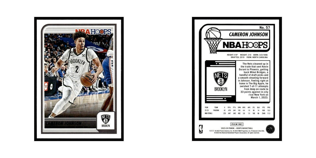 Cameron Johnson 2023 NBA Hoops #57 Brooklyn Nets Basketball Card NM