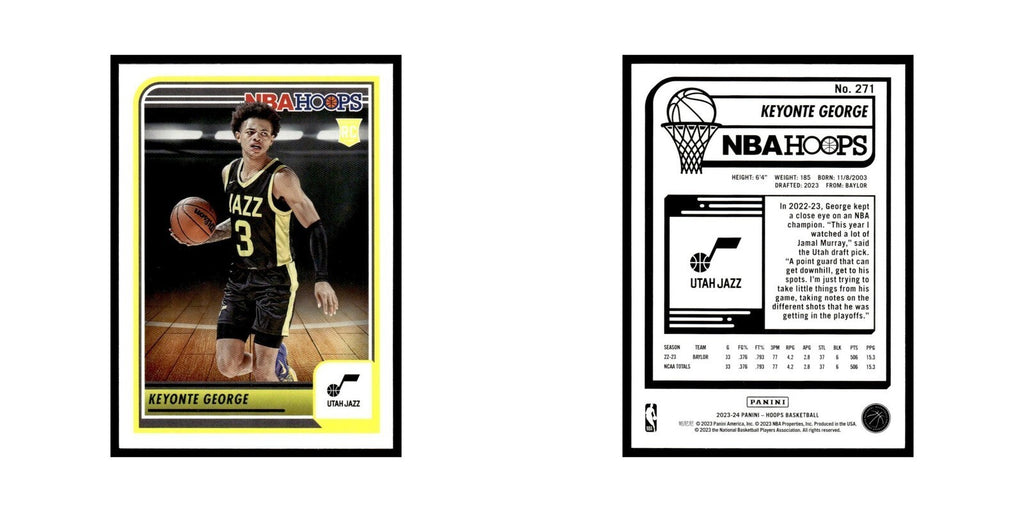 Keyonte George Rookie 2023 NBA Hoops #271 Utah Jazz Basketball Card NM