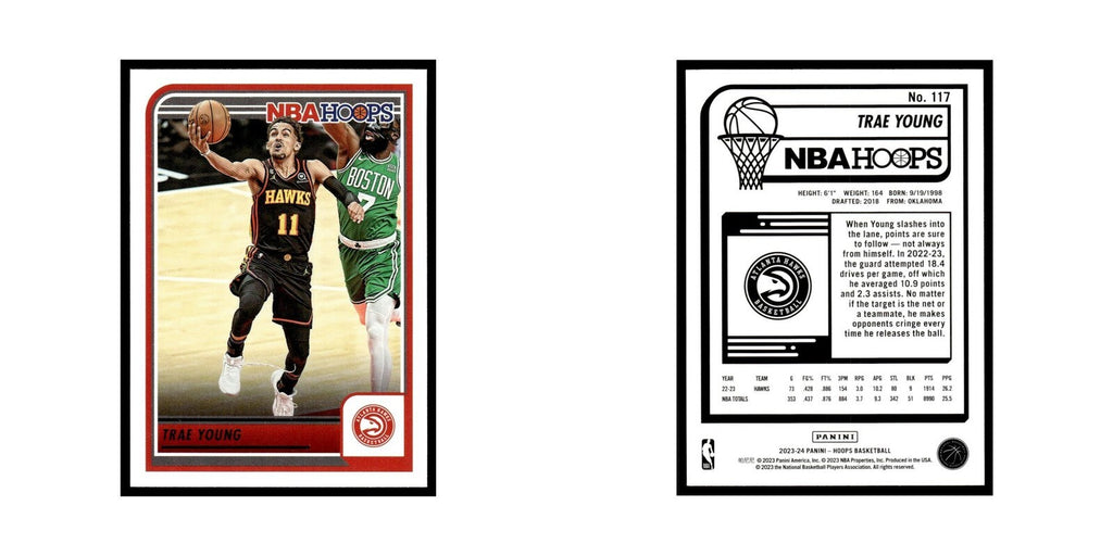 Trae Young 2023 NBA Hoops #117 Atlanta Hawks Basketball Card NM