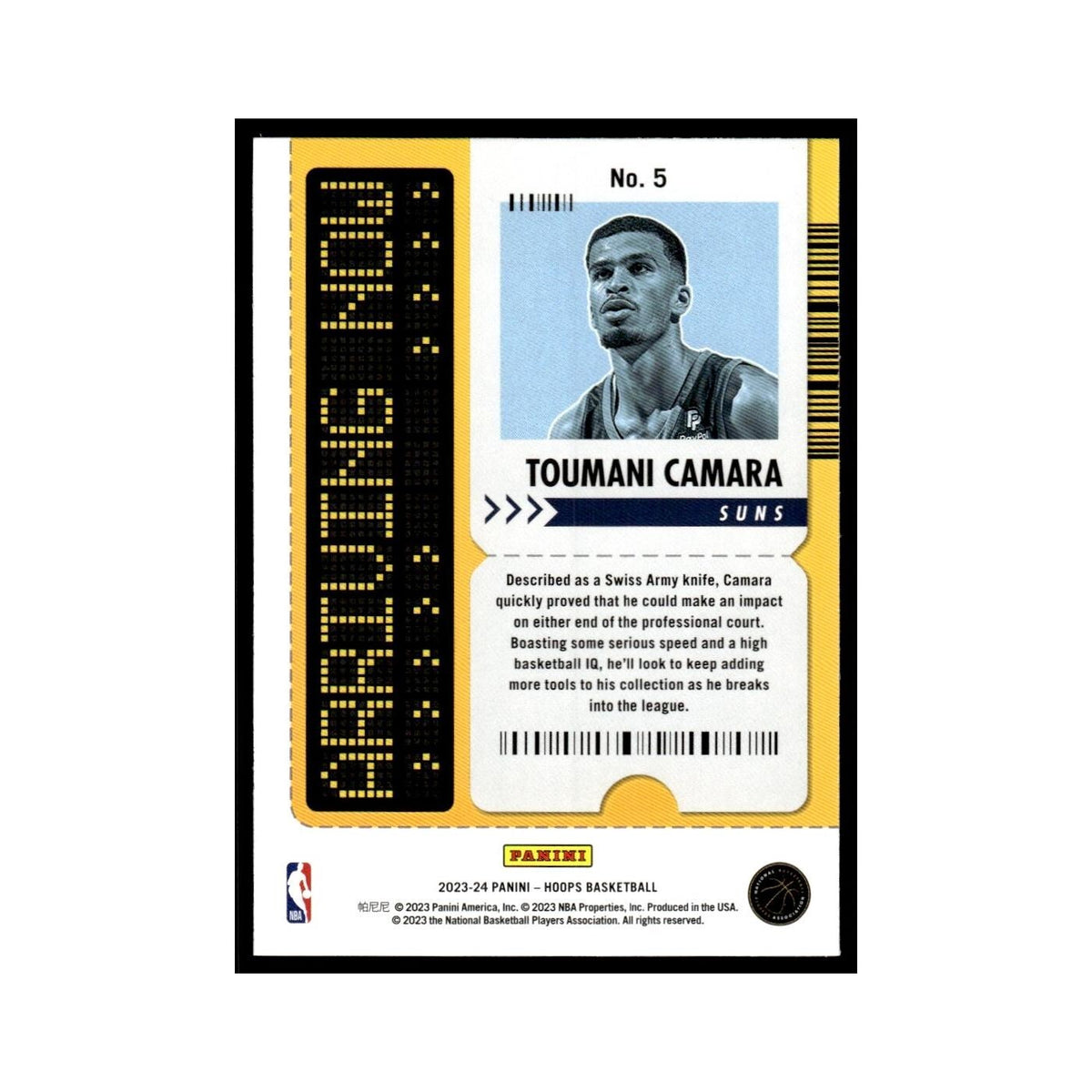Toumani Camara 2023 NBA Hoops #5 Phoenix Suns Basketball Card NM