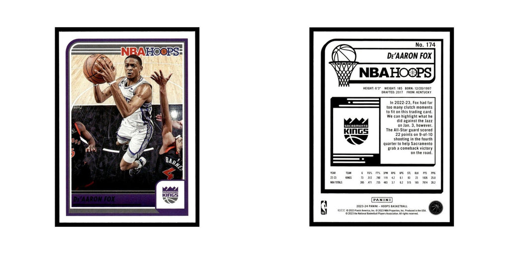 De'Aaron Fox 2023 NBA Hoops #174 Sacramento Kings Basketball Card NM