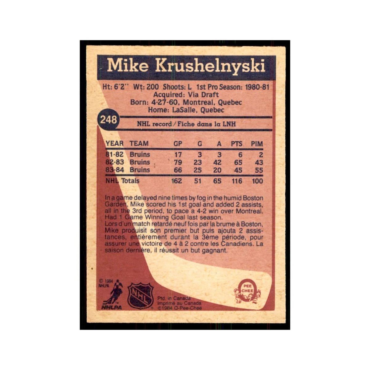 1984 O-Pee-Chee Mike Krushelnyski Edmonton Oilers #248
