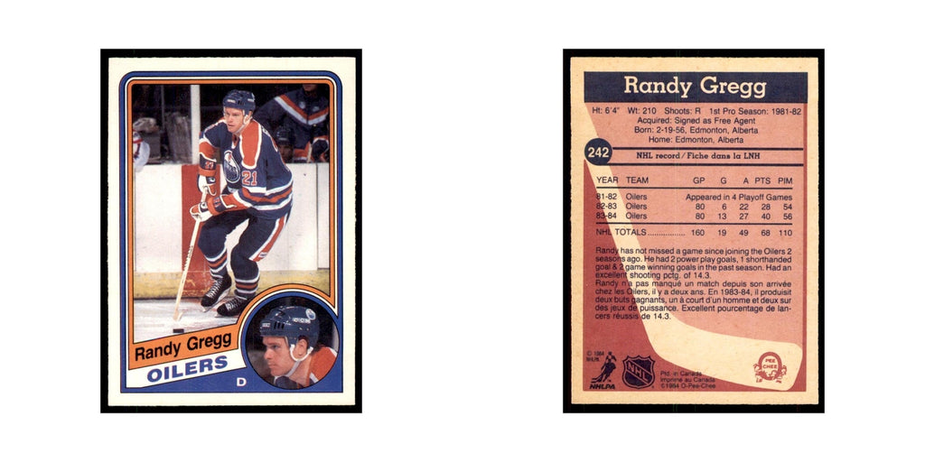 1984 O-Pee-Chee Randy Gregg Edmonton Oilers #242