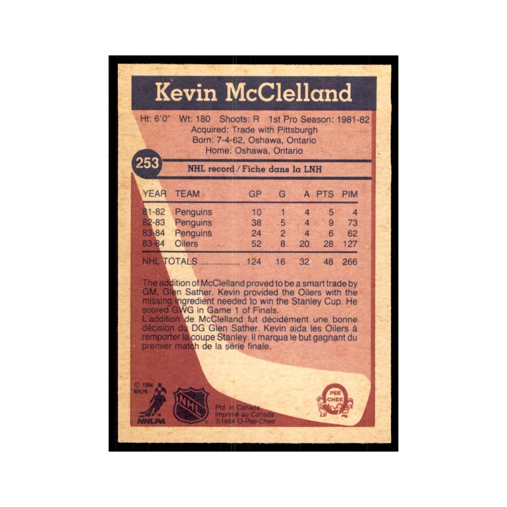 1984 O-Pee-Chee Kevin McClelland RC Edmonton Oilers #253