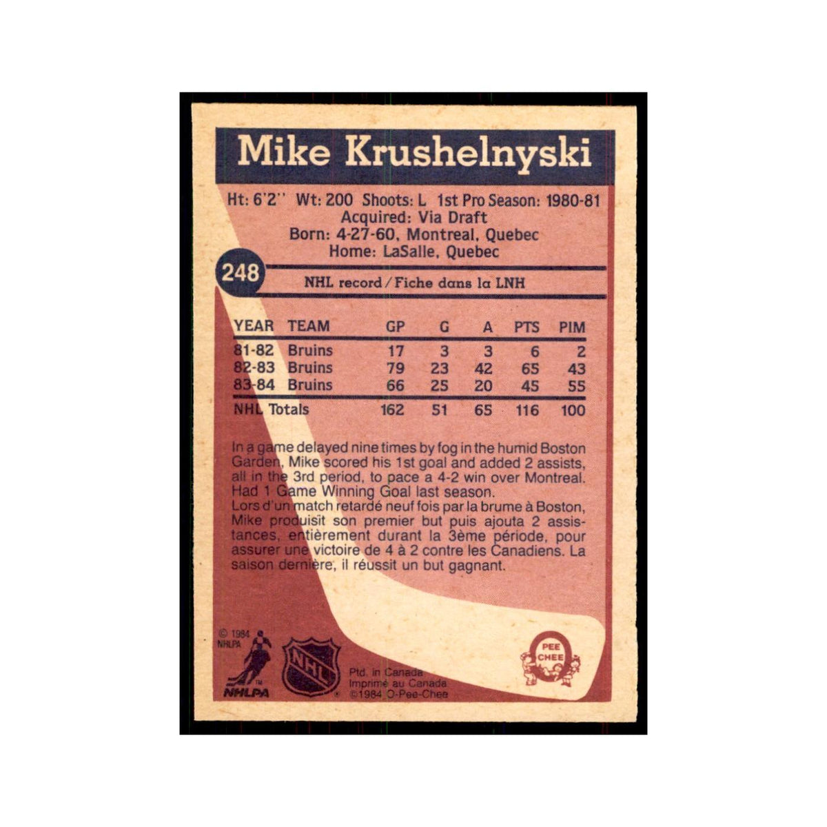 1984 O-Pee-Chee Mike Krushelnyski Edmonton Oilers #248