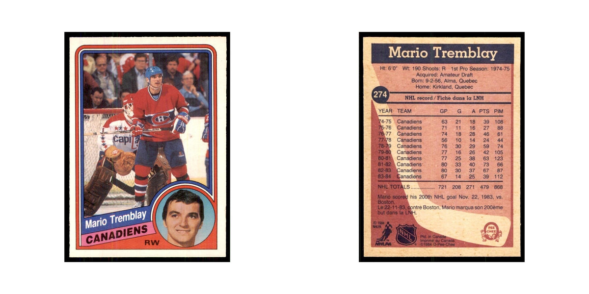 1984 O-Pee-Chee Mario Tremblay Montreal Canadiens #274