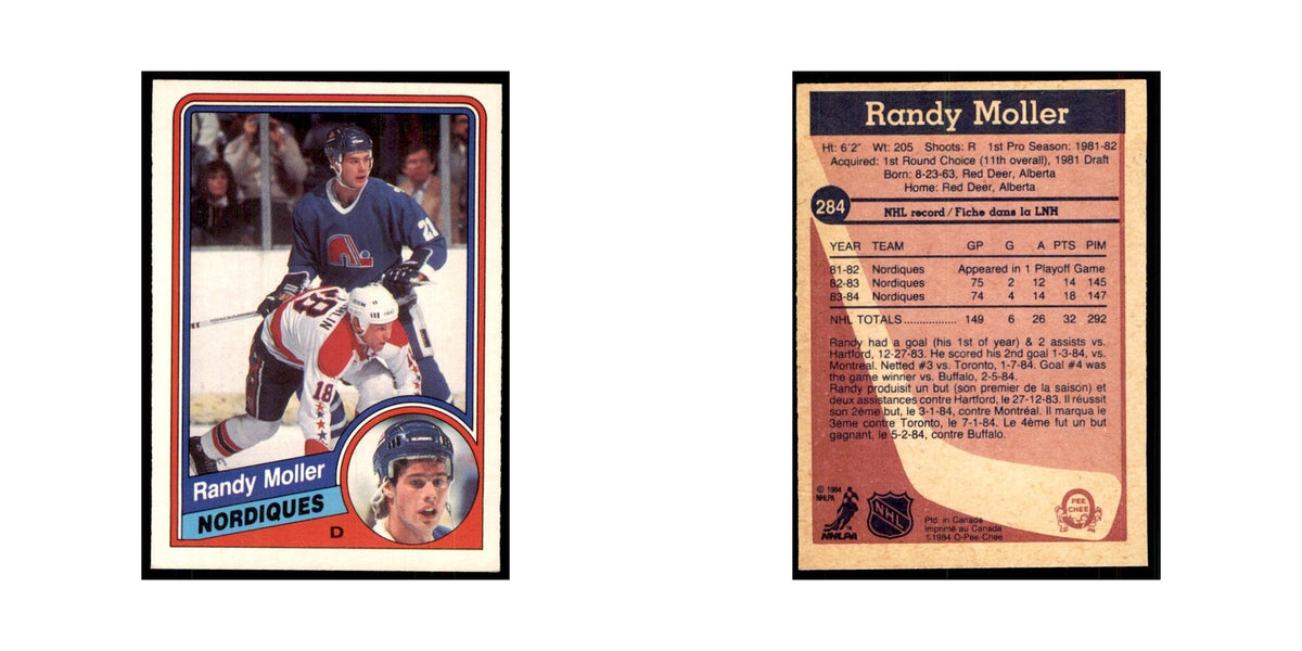 1984 O-Pee-Chee Randy Moller Quebec Nordiques #284
