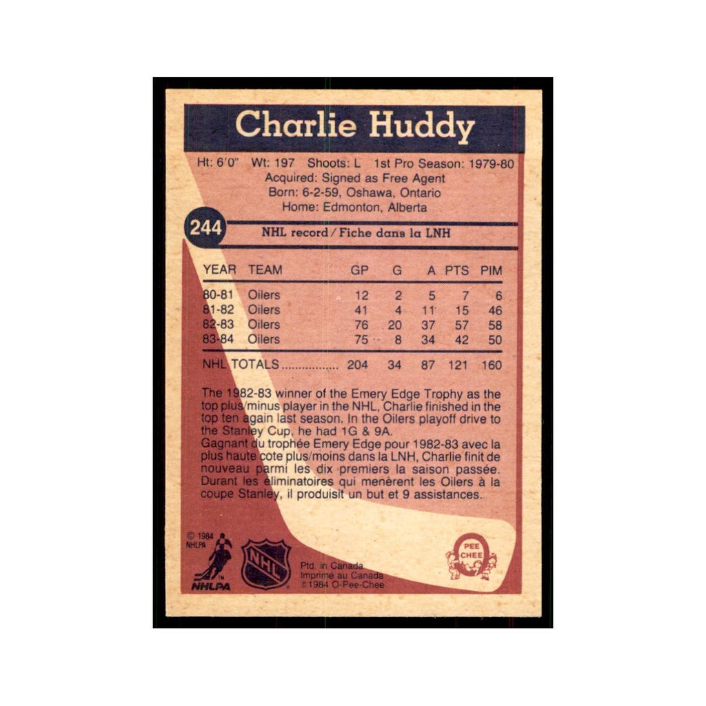 1984 O-Pee-Chee Charlie Huddy Edmonton Oilers #244