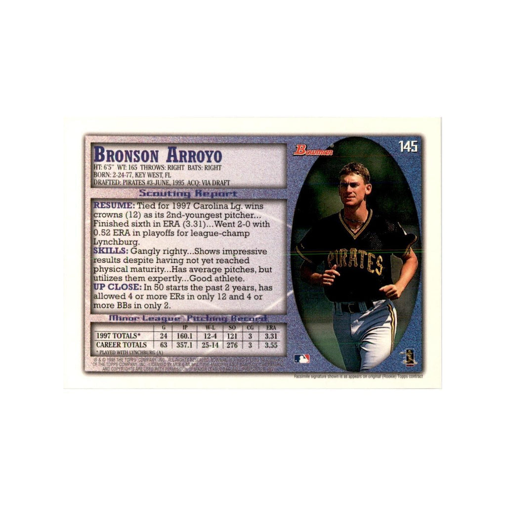 1998 Bowman Bronson Arroyo Baseball Cards #145