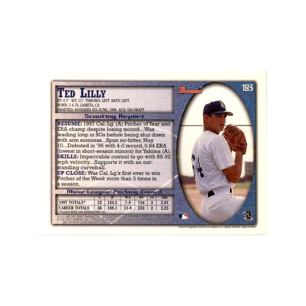 1998 Bowman Ted Lilly Baseball Cards #183