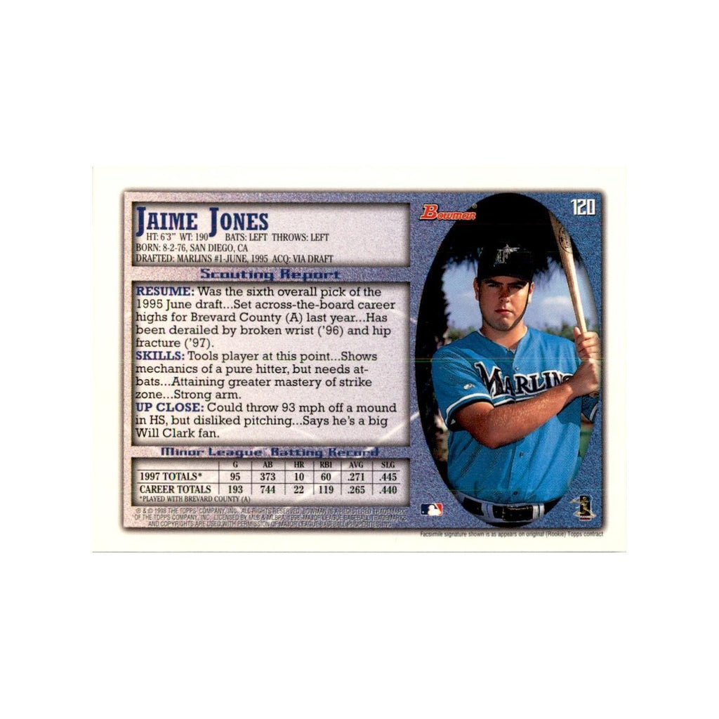 1998 Bowman Jaime Jones Baseball Cards #120