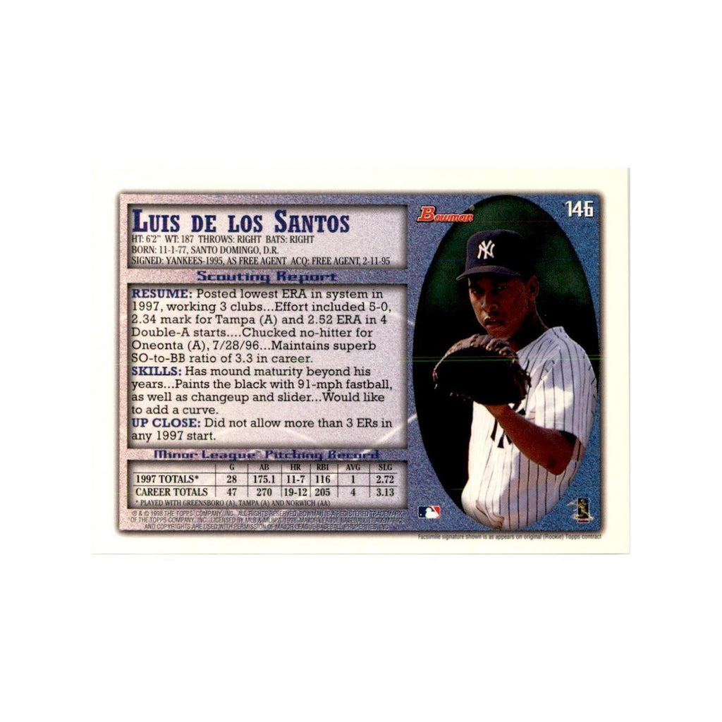 1998 Bowman Luis De Los Santos Baseball Cards #146