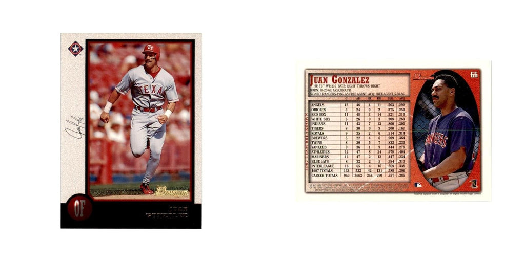 1998 Bowman Juan Gonzalez Baseball Cards #66