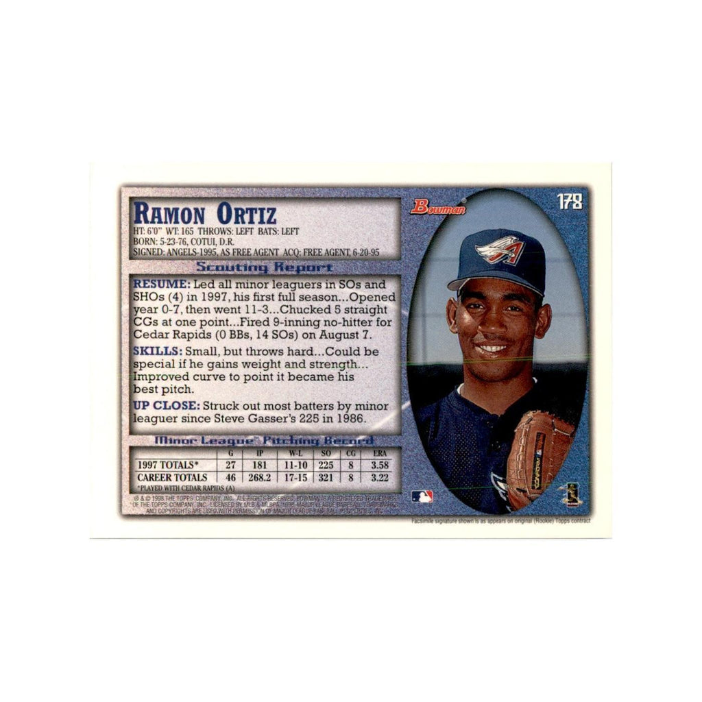 1998 Bowman Ramon Ortiz Baseball Cards #178
