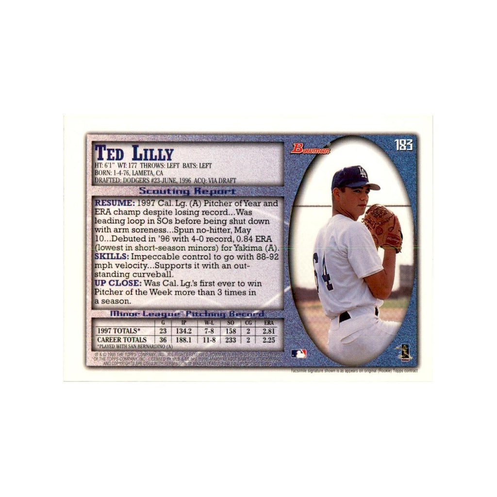 1998 Bowman Ted Lilly Baseball Cards #183