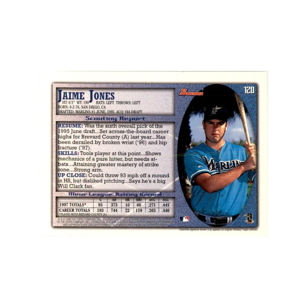 1998 Bowman Jaime Jones Baseball Cards #120