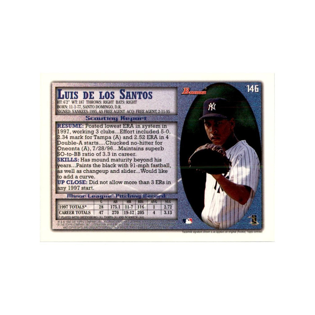 1998 Bowman Luis De Los Santos Baseball Cards #146