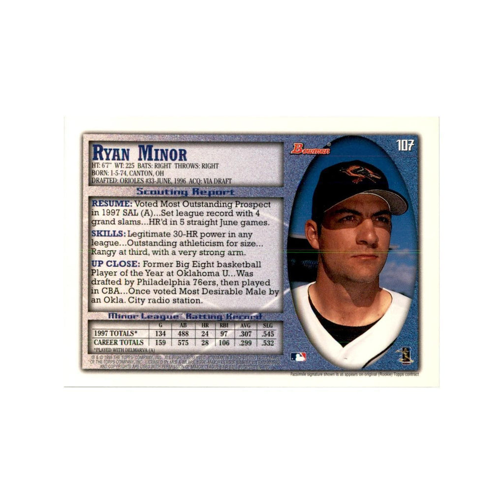 1998 Bowman Ryan Minor Baseball Cards #107