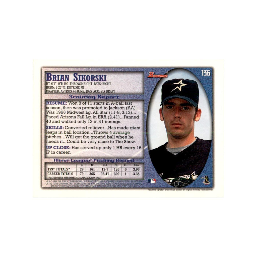 1998 Bowman Brian Sikorski Baseball Cards #136