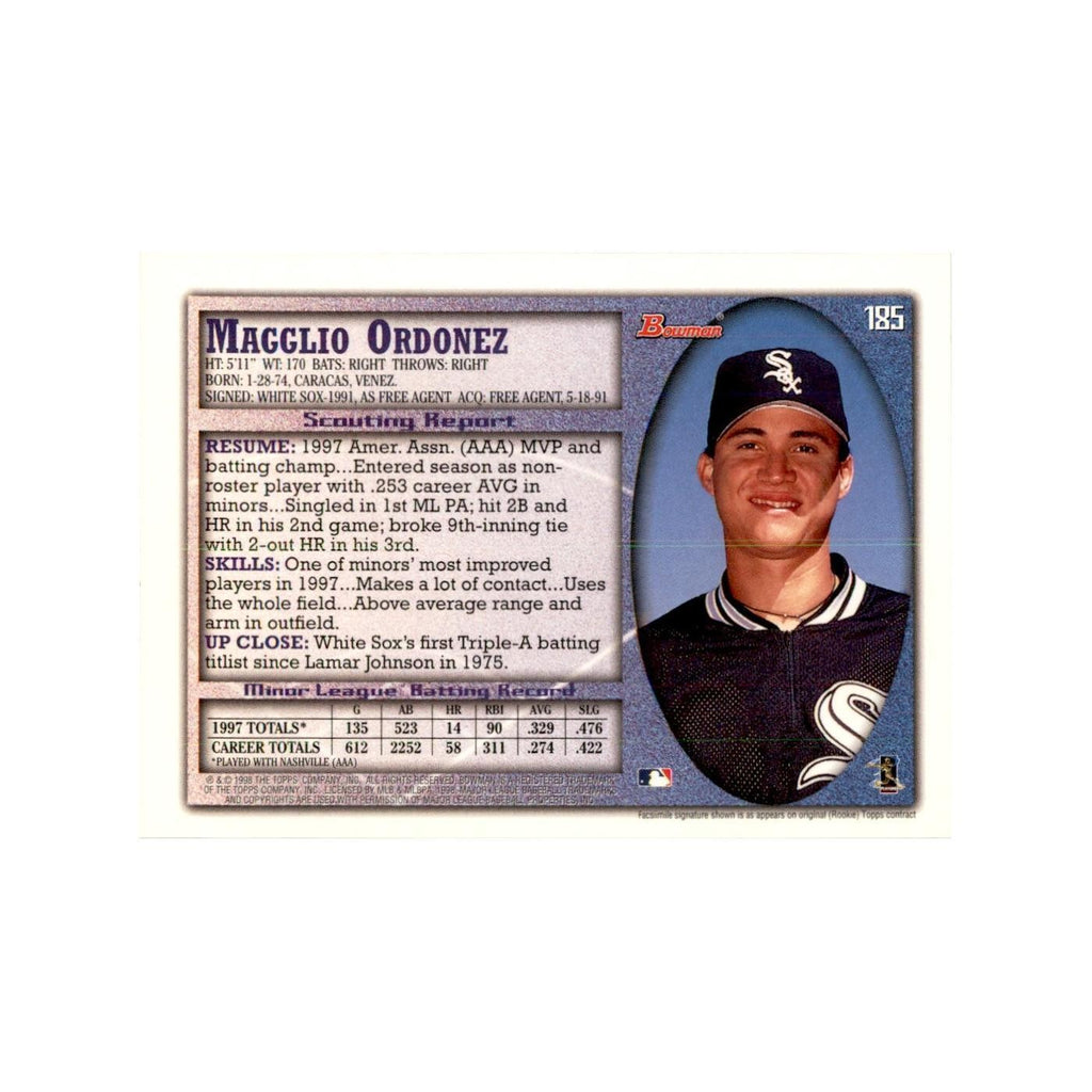 1998 Bowman Magglio Ordonez Baseball Cards #185