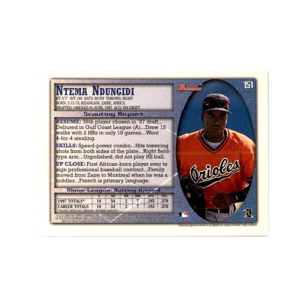 1998 Bowman Ntema Ndungidi Baseball Cards #151