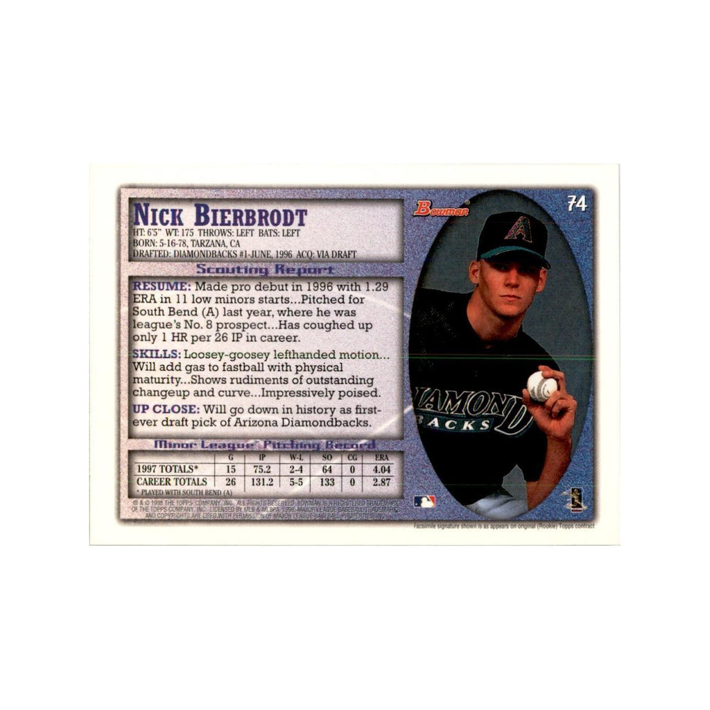 1998 Bowman Nick Bierbrodt Baseball Cards #74