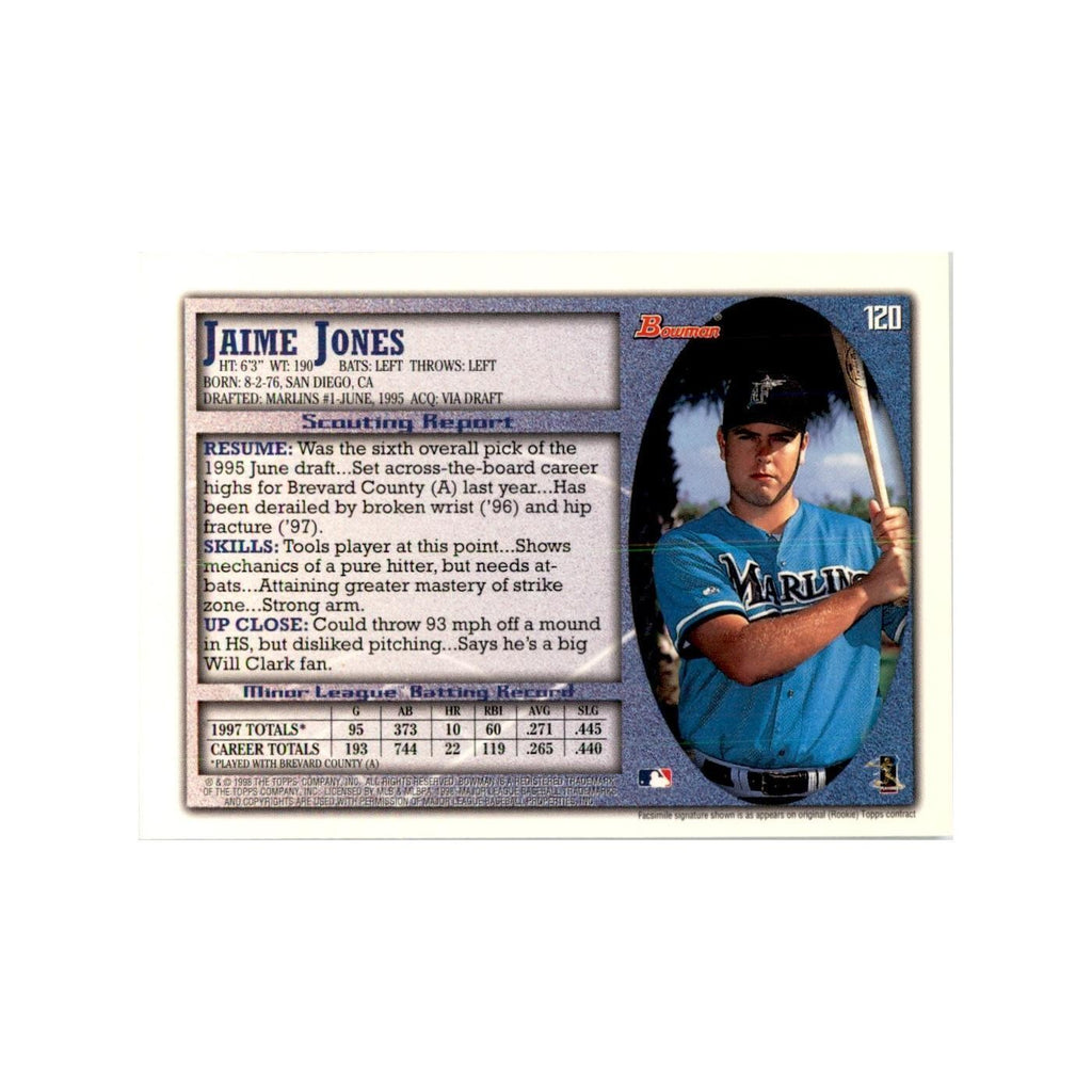 1998 Bowman Jaime Jones Baseball Cards #120