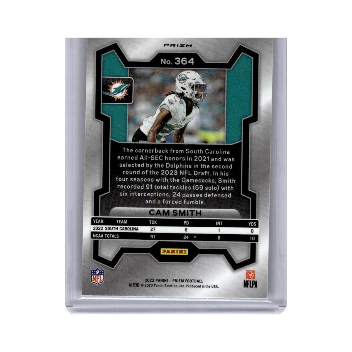 Cam Smith Rookie 2023 Panini Prizm Red White Blue #364 Miami Dolphins NM