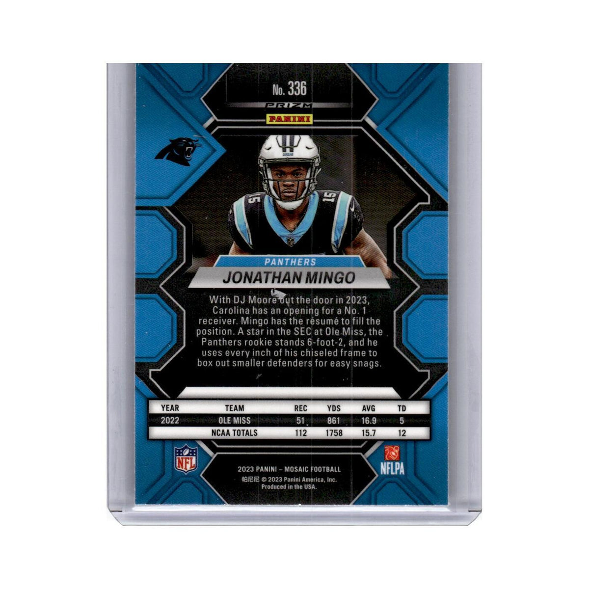 Jonathan Mingo Rookie 2023 Panini Mosaic Camo Pink #336 Carolina Panthers NM