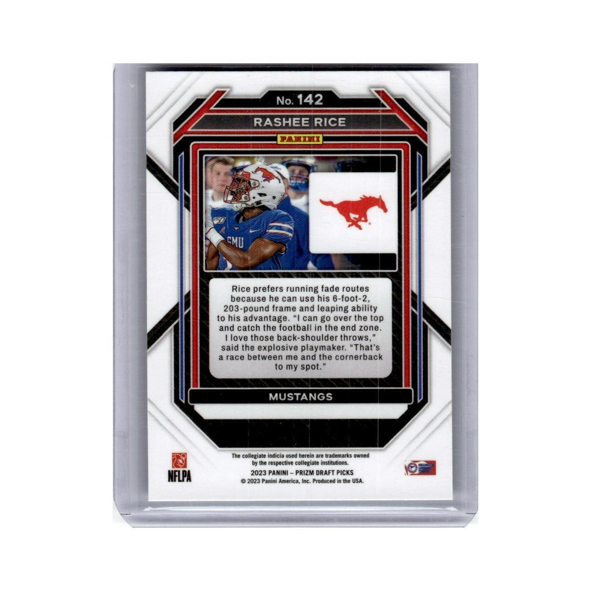 Rashee Rice Rookie 2023 Panini Prizm Draft Picks #142 SMU Mustangs NM