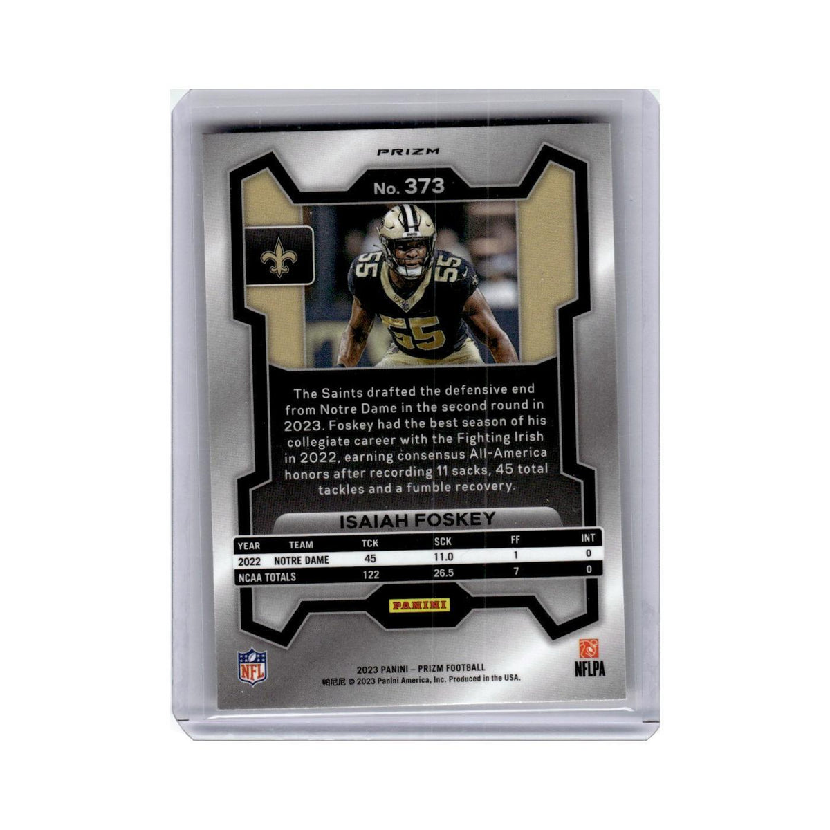Isaiah Foskey Rookie 2023 Panini Prizm Orange #373 New Orleans Saints NM