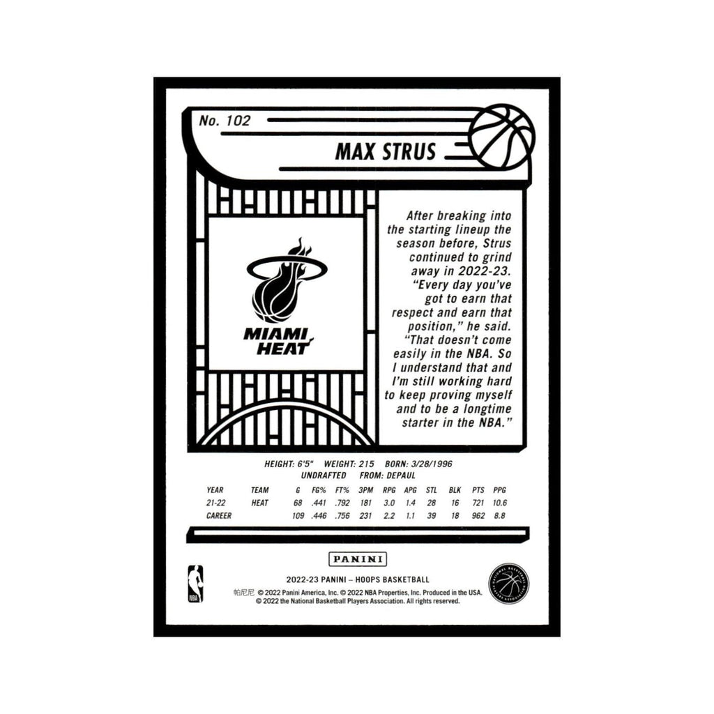 Max Strus 2022 NBA Hoops #102 Miami Heat Basketball Card NM