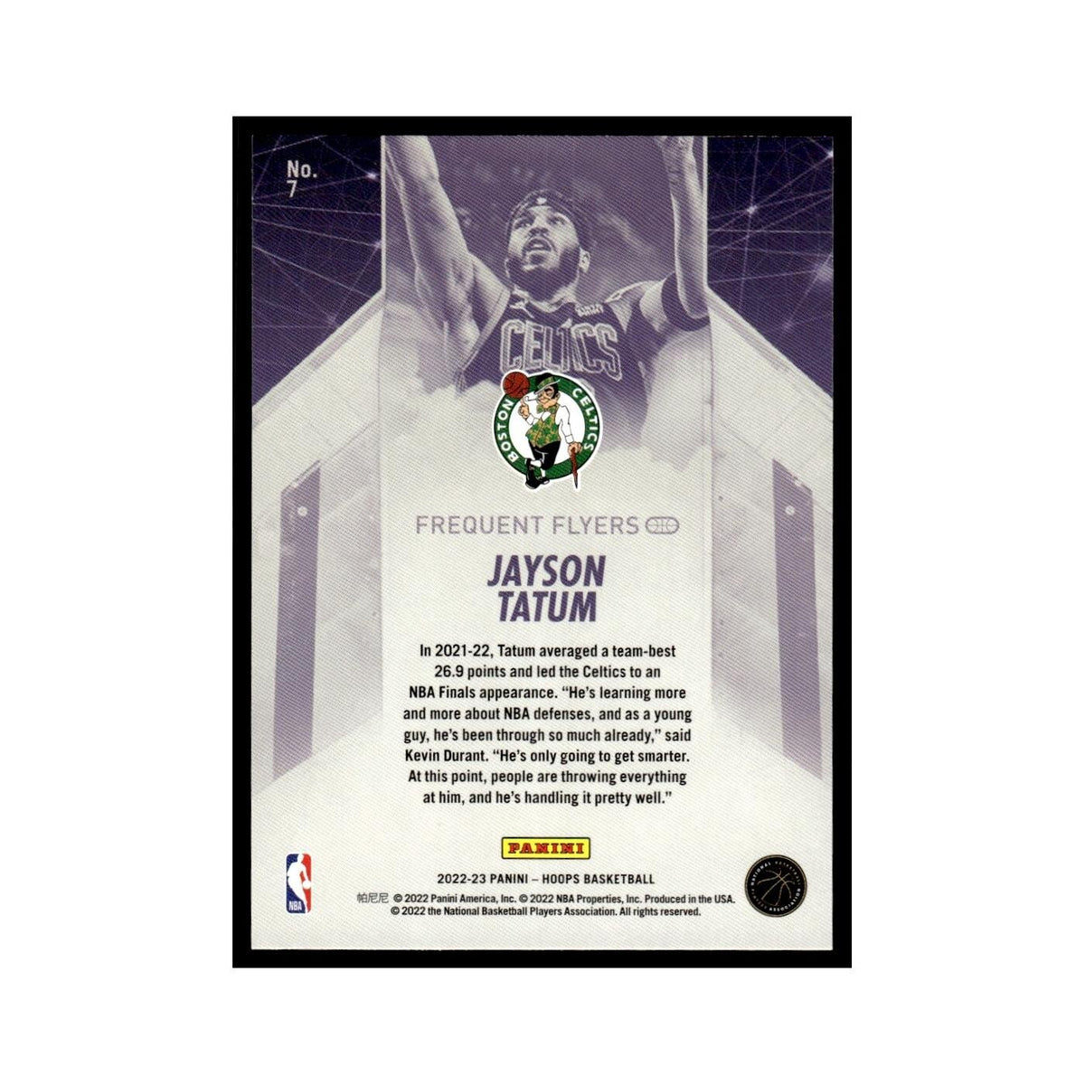Jayson Tatum 2022 NBA Hoops #7 Boston Celtics Basketball Card NM
