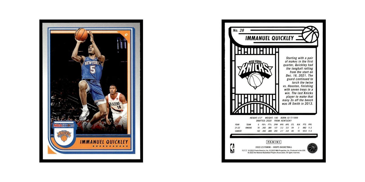 Immanuel Quickley 2022 NBA Hoops #28 New York Knicks Basketball Card NM