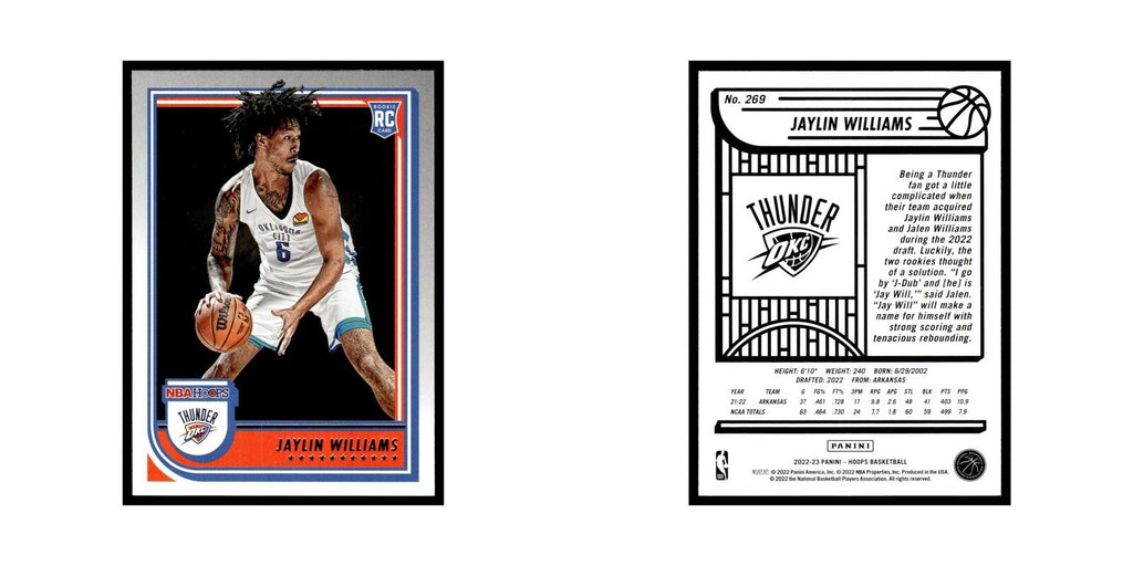 Jaylin Williams Rookie 2022 NBA Hoops #269 Oklahoma City Thunder NM