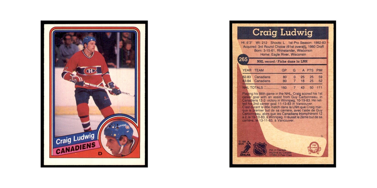 1984 O-Pee-Chee Craig Ludwig Montreal Canadiens #265