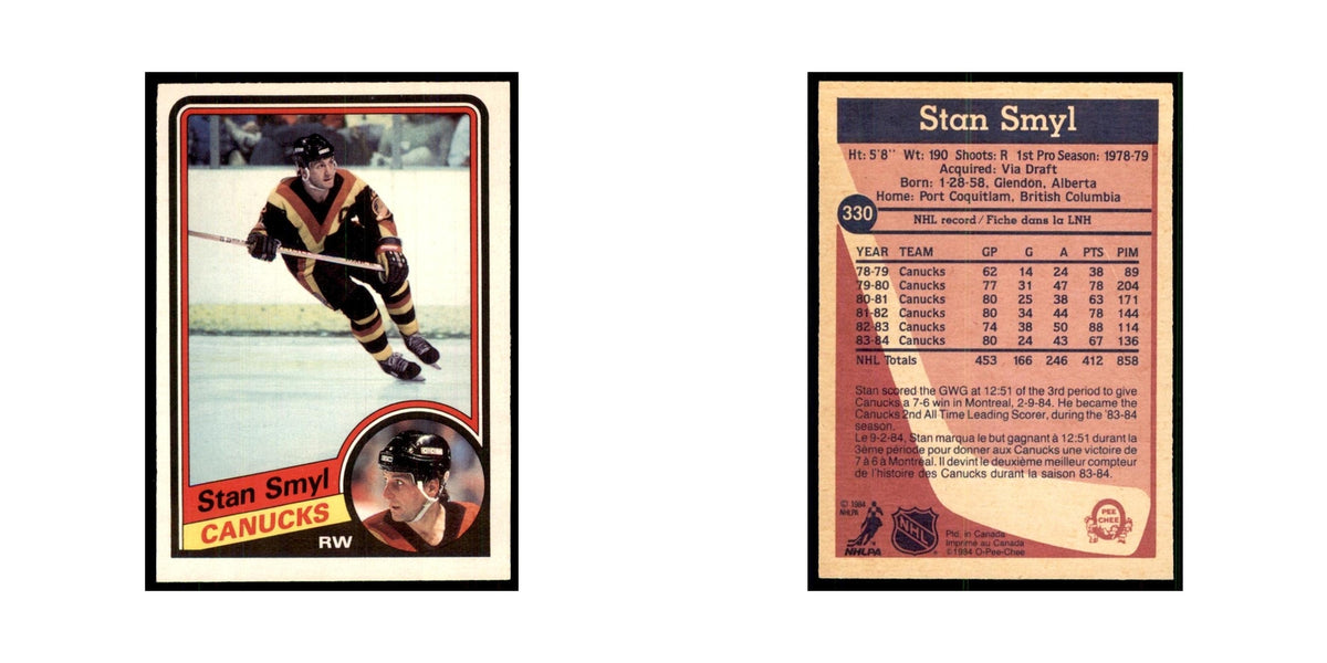 1984 O-Pee-Chee Stan Smyl Vancouver Canucks #330