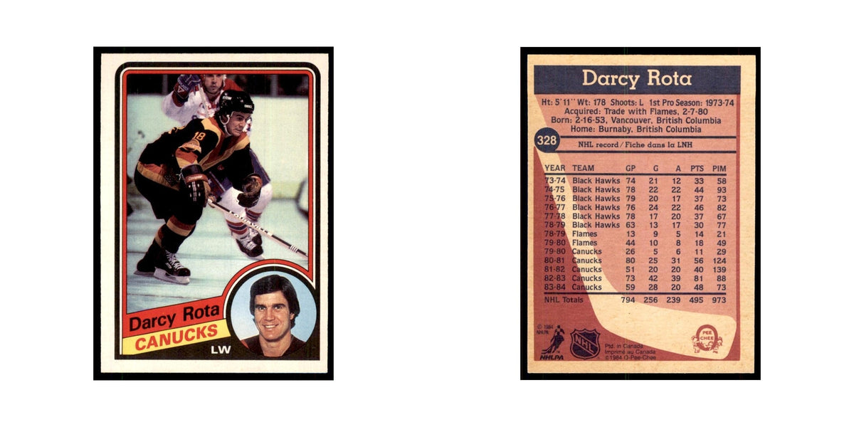 1984 O-Pee-Chee Darcy Rota Vancouver Canucks #328
