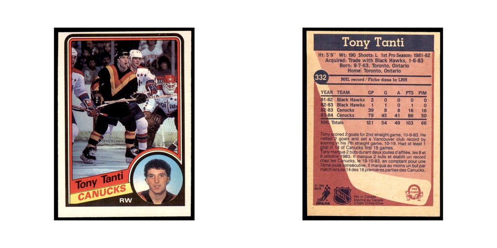 1984 O-Pee-Chee Tony Tanti Vancouver Canucks #332