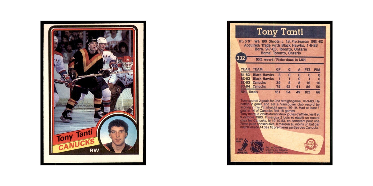 1984 O-Pee-Chee Tony Tanti Vancouver Canucks #332