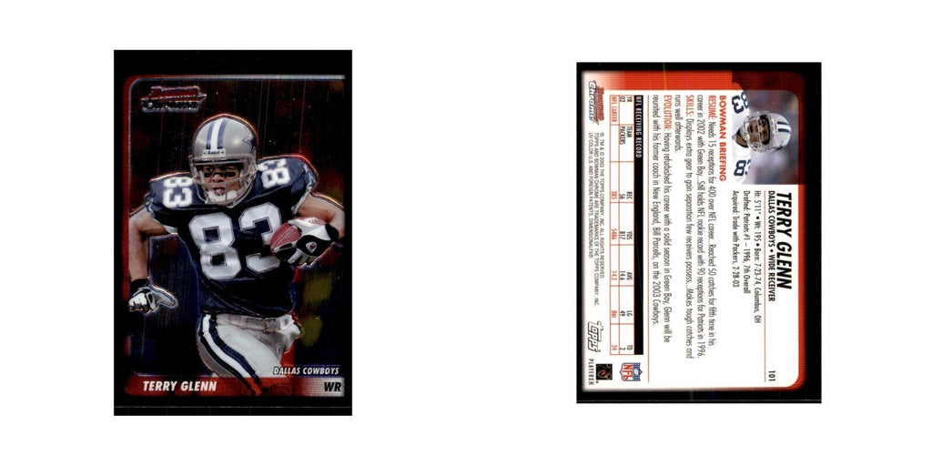 2003 Bowman Chrome Terry Glenn Football Cards #101