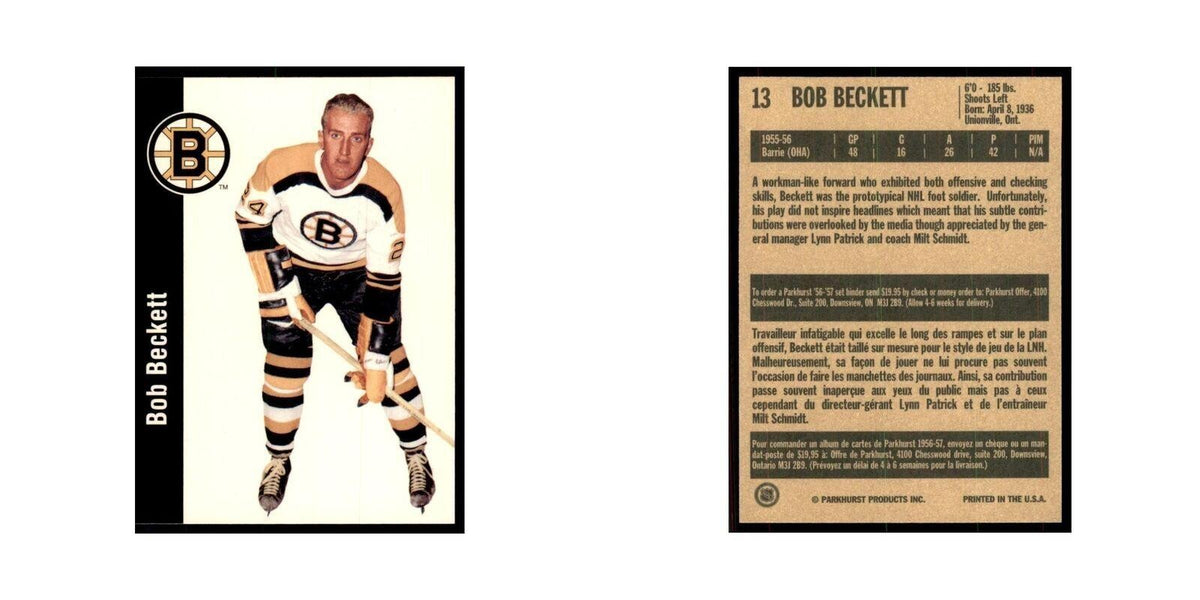 1994 Parkhurst Missing Link 1956-57 Bob Beckett RC Boston Bruins #13