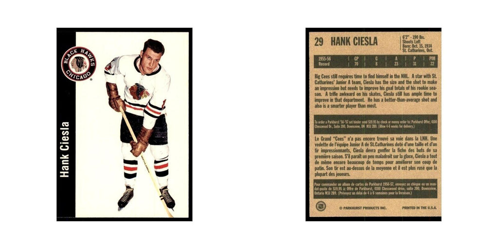 1994 Parkhurst Missing Link 1956-57 Hank Ciesla Chicago Blackhawks #29