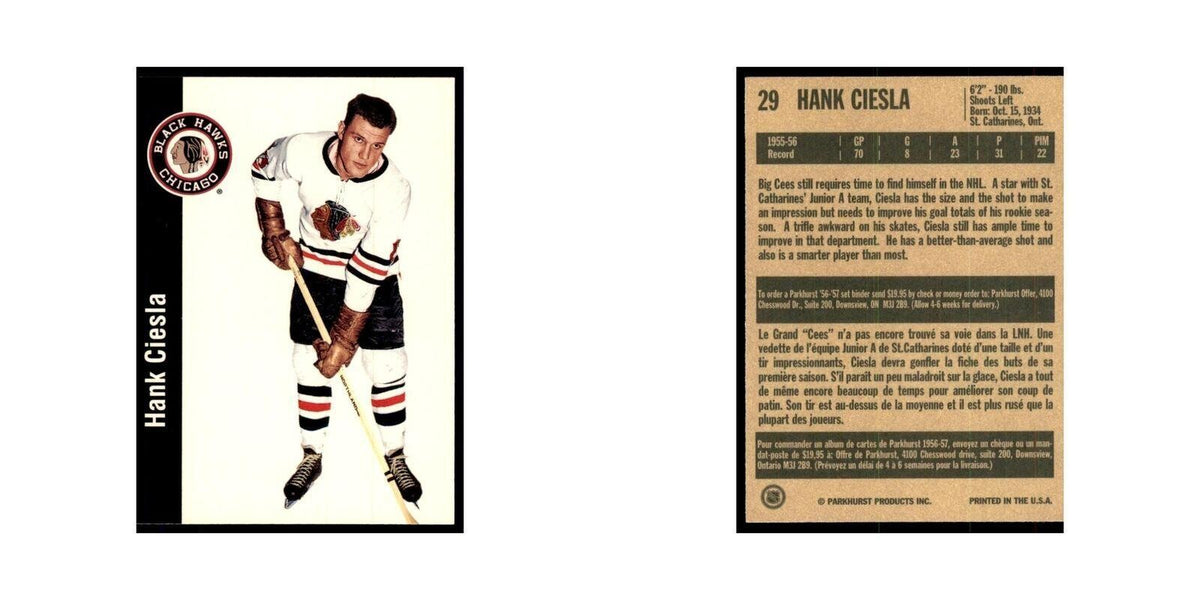 1994 Parkhurst Missing Link 1956-57 Hank Ciesla Chicago Blackhawks #29