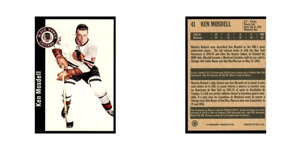 1994 Parkhurst Missing Link 1956-57 Ken Mosdell Chicago Blackhawks #41