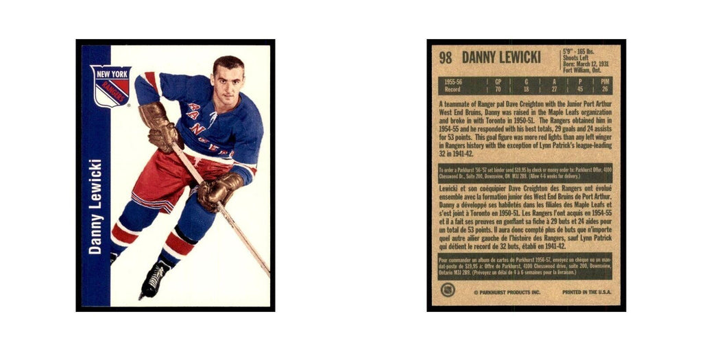 1994 Parkhurst Missing Link 1956-57 Danny Lewicki New York Rangers #98