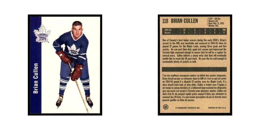 1994 Parkhurst Missing Link 1956-57 Brian Cullen Toronto Maple Leafs #118
