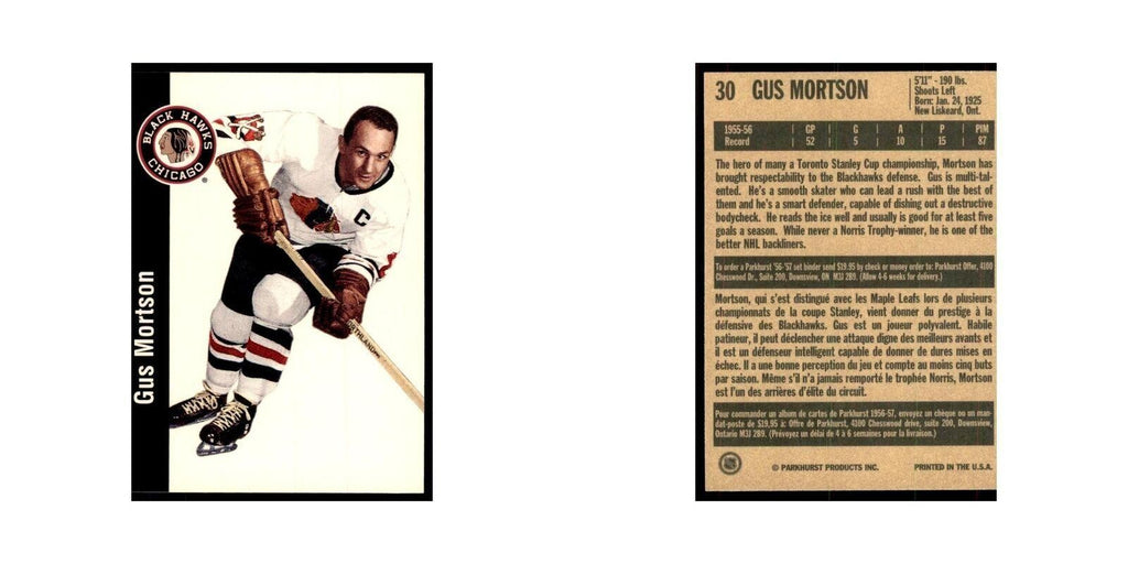 1994 Parkhurst Missing Link 1956-57 Gus Mortson Chicago Blackhawks #30