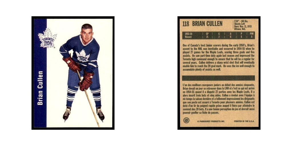 1994 Parkhurst Missing Link 1956-57 Brian Cullen Toronto Maple Leafs #118
